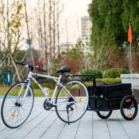 Aosom Trailer for Bike, Bicycle Cargo Trailer with Removable Storage Box, Galvanized Bottom(m-10)