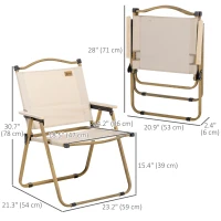 Outsunny Set of 2 Camping Chair, Lightweight Folding Chair, Portable Armchairs, Excellent for Festivals, Fishing, Khaki(m-3)