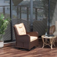 Outsunny PE Rattan 360° Swivel Patio Chair with Cushion, Brown(m-8)