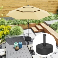 Outsunny Round Patio Umbrella Base Holder, Heavy Duty Outdoor Umbrella Stand Base, Filled Up to 44lbs with Stand or 40lbs with Water for Garden, Poolside, Black(m-10)