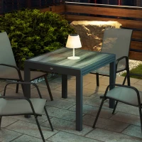 Outsunny Extendable Dining Table, Rectangular Patio Outdoor Table with Aluminum Frame and Plastic Board Tabletop for Lawn, Grey(m-10)