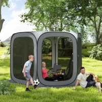 Outsunny 11 x 11ft Pop Up Screen Tent, UPF50+ Portable Camping Gazebo Screen House with Carry Bag, Dark Gray(m-2)