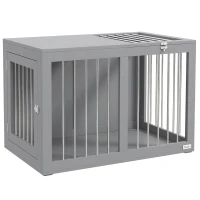 PawHut 31.5" Dog Crate Furniture with Double Doors, for Medium Dogs, Grey(m-11)