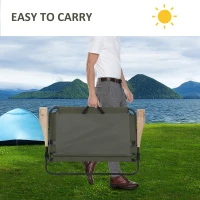 Outsunny Double Folding Chair, Loveseat Camping Chair for 2 Person, Portable Outdoor Chair with Wood Armrest for Fishing Travel, Green(m-6)