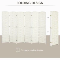 HOMCOM Folding Room Divider Screen 6 Panel 6' Tall Privacy Screen Freestanding Wood Partition for Home Office, White(m-4)