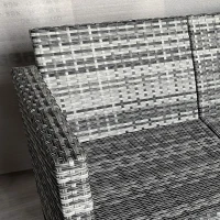 Outsunny 5-Piece Patio Furniture Set with PE Rattan Three-Seater Sofa, Armchairs, Footstools, Cushions, Mixed Gray(m-9)