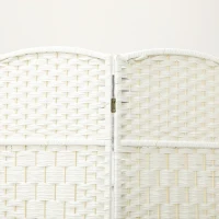 HOMCOM Folding Room Divider Screen 4 Panel 6' Tall Privacy Screen Freestanding Wood Partition for Home Office, White(m-8)