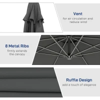 Outsunny 10' Cantilever Tilt Offset Patio Umbrella w/ UV & Water Safe Material & Cross Base (Weight Not Included), Gray(m-6)