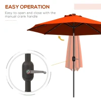 Outsunny 9ft Solar Patio Umbrella Outdoor Sunshade 24 LED Lights Tilt Canopy Orange(m-7)