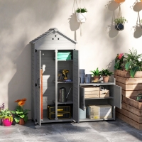 Outsunny 2-in-1 Outdoor Storage Cabinet, Wood Garden Shed with Shelves, Vent Holes, Foot Caps for Backyard, Patio, Lawn