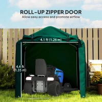 Outsunny Outdoor Storage Shed, UV Resistant Bike Tent with Roll-up Zipper Door, Portable Shed for Bike, Motorcycle, Dark Green(m-6)