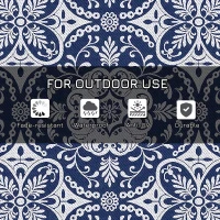 Outsunny Outdoor Rug for Patio, 9' x 18' Waterproof Large Mat, Reversible Plastic Straw Rug for Decor, Portable Outside RV Camping Area Carpet Mat for Backyard Porch Deck Picnic, Blue & White Floral(m-6)