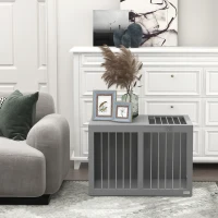 PawHut 31.5" Dog Crate Furniture with Double Doors, for Medium Dogs, Grey(m-9)