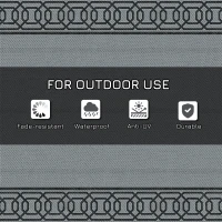 Outsunny Outdoor Rug for Patio, 9' x 12' Waterproof Large Mat, Reversible Plastic Straw Rug for Decor, Portable Outside RV Camping Area Carpet Mat for Backyard Porch Deck Picnic, Black & Gray Border(m-6)