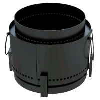 Outsunny Smokeless Fire Pit with Ash Catcher, Portable Wood Burning Firepit with Poker for Garden Camping Bonfire Party, Black(m-2)