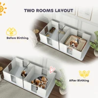 PawHut Whelping Box for Dogs w/ Retractable Light Stand, Waterproof Pee Pad & Adjustable Height Door for Medium Breed Dogs(m-6)