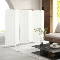 HOMCOM Folding Room Divider Screen 6 Panel 5.6 ' Tall Privacy Screen Freestanding Room Partition for Home Office, White(m-2)