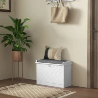 HOMCOM Shoe Storage with Seat, Upholstered Hallway Bench, Shoe Bench with Flip Drawer, Adjustable Shelf for 6 Pairs of Shoes(m-8)