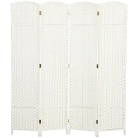 HOMCOM Folding Room Divider Screen 4 Panel 5.6 ' Tall Privacy Screen Freestanding Room Partition for Home Office, White(m-1)