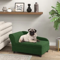 PawHut Pet Sofa Bed Couch with Storage, Pet Sofa for Cats and Small Dogs, Green(m-2)