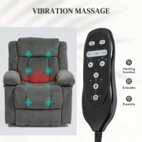 HOMCOM Power Lift Recliner Chair with Massage and Heat, Electric Lift Chair with Side Pockets for Elderly, Gray(m-5)