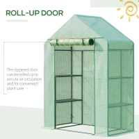 Outsunny 55" x 28" x 75" Walk-in Greenhouse Portable Garden Plant Flower Seed Warm House with 4 Shelves Outdoor Plant Growth Hot House PE Cover Green(m-6)