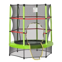 Outsunny 55" Kids Trampoline with Enclosure Net for Indoor/Outdoor, Trampoline for Boys and Girls Age 3-6 Years, Green(m-11)