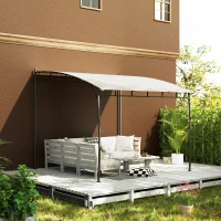 Outsunny 10' x 10' Outdoor Pergola Gazebo, Garden Sun Shade Shelter with Metal Frame for Porch, Patio, Deck, Backyard, Cream(m-10)