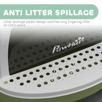 PawHut Cat Litter Box with Lid, Front Door Flap, Scoop, Handle, Easy Clean, for Small and Medium Cats, Green(m-6)