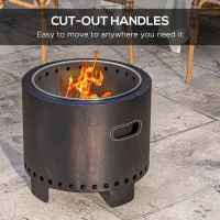 Outsunny Metal Wood-burning Smokeless Fire Pit, Black(m-6)
