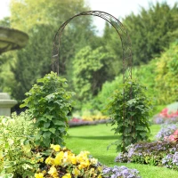 Outsunny 7.5ft Garden Metal Arch Outdoor Walkway Arbor for Decorative Climbing Vine Plants Party Wedding Ceremony Decoration Accessories Black(m-8)