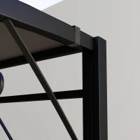 Outsunny 10x8ft Patio Metal Gazebo with Extendable Side Awning, Outdoor Shelter Shade Canopy Deck Awning, Brown(m-10)