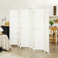 HOMCOM Folding Room Divider Screen 6 Panel 5.6 ' Tall Privacy Screen Freestanding Room Partition for Home Office, White(m-10)