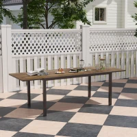 Outsunny 63"-94.5" Extendable Patio Dining Table for 6-8 Person, Outdoor Dining Table with Aluminium Edging, Steel Frame, Brown(m-8)