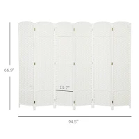 HOMCOM Folding Room Divider Screen 6 Panel 5.6 ' Tall Privacy Screen Freestanding Room Partition for Home Office, White(m-3)