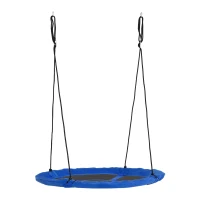 Outsunny 43.25" Saucer Swing, Nest Web Rope Seat with Adjustable Hanging Ropes, for Indoor Outdoor Children 3-12 Years Old, Blue(m-11)