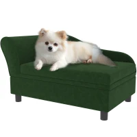 PawHut Pet Sofa Bed Couch with Storage, Pet Sofa for Cats and Small Dogs, Green(m-11)