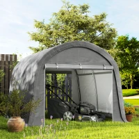 Outsunny 10' x 10' Outdoor Storage Tent, Heavy Duty and Waterproof Portable Shed for Bike, Motorcycle & Garden Tools, Light Grey(m-10)