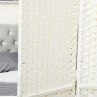 HOMCOM Folding Room Divider Screen 4 Panel 5.6 ' Tall Privacy Screen Freestanding Room Partition for Home Office, White(m-8)