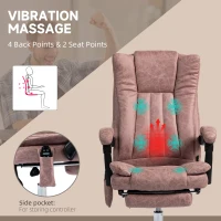Vinsetto Massage Office Chair with 6 Points and Heat, Reclining Computer Chair with Adjustable Height and Footrest, Pink(m-6)