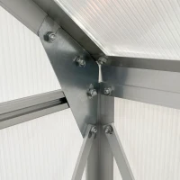 Outsunny 6' x 6' x 6.5' Polycarbonate Greenhouse, Walk-in Green House with Adjustable Roof Vent, Galvanized Base, Sliding Door and Rain Gutter for Outdoor, Garden, Backyard, Clear(m-8)