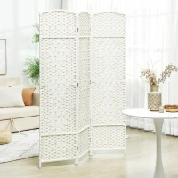 HOMCOM Folding Room Divider Screen 3 Panel 6' Tall Privacy Screen Freestanding Wood Partition for Home Office, White(m-2)