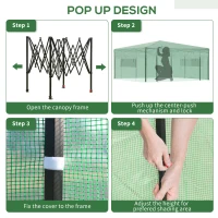 Outsunny 8' x 6' Portable Pop Up Greenhouse, Outdoor Walk-in Hot House with Roll-up Door & 2 Windows, Foldable Garden Green House for Plants Herbs Vegetables, Green(m-9)