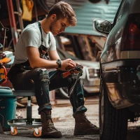 HOMCOM Shop Stool, Pneumatic Adjustable Mechanic Stool, with Tool Tray, Wheels - Black(m-8)
