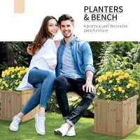 Outsunny Garden Planter with Raised Garden Bed Bench for Patio Park, 69.25" x 15" x 15.75", Natural(m-4)