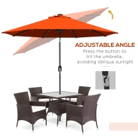 Outsunny 9ft Solar Patio Umbrella Outdoor Sunshade 24 LED Lights Tilt Canopy Orange(m-5)