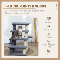 PawHut 4 Levels Cat Steps with Scratching Posts for High Bed, Sofa, Gray(m-4)