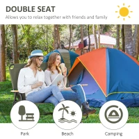 Outsunny Double Folding Chair, Loveseat Camping Chair for 2 Person, Portable Outdoor Chair with Wood Armrest for Fishing Travel, Green(m-4)