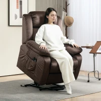 HOMCOM Power Lift Recliner Chair for Elderly, Electric Lift Chair with Massage and Heat, Remote Control, Brown(m-2)