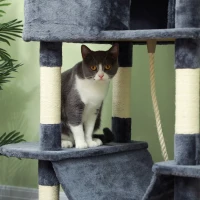 PawHut 81" Cat Tree w/ Cat Scratching Posts, Scratching Board, Condos, Beds, Hammocks, Toy Balls, Rope Cat Toy, Gray(m-8)
